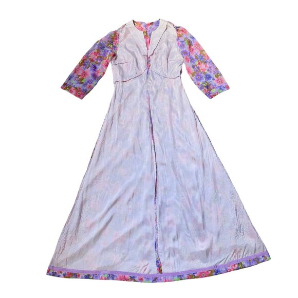 70s vintage flower maxi dress hippy floral print A-line high waist boho. - Picture 9 of 10